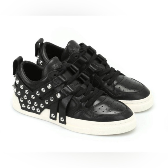 Ash Shoes - Studded Black Leather Sneakers - Women